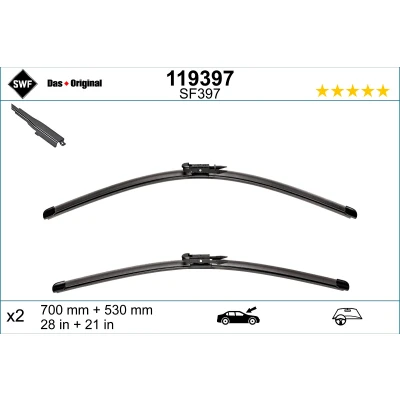 Kuva Pyyhkijänsulka Swf Visioflex 119397 Edessä Rungottomat MERCEDES BENZ: ML sarja, R GL
