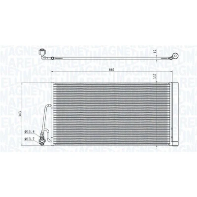 Kuva MAGNETI MARELLI 350203861000 Ilmastoinnin Lauhdutin Vedenerottimella 645x337x12 337 645 12 MINI: Paceman, Countryman, Hatchback