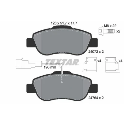 Kuva TEXTAR 2476401 Jarrupalat kulumisvaroitinkoskettimella FORD: KA Hatchback
