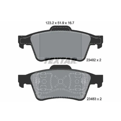 Kuva TEXTAR 2348202 Jarrupalat Ei kulumisenilmaisimelle RENAULT: LAGUNA 2 Grandtour, 2, MEGANE NISSAN: Primera Hatchback, Farmari