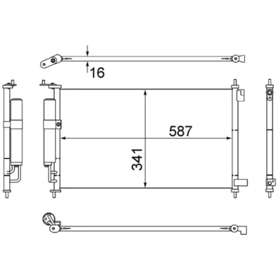 Kuva MAHLE ORIGINAL AC 559 000S Ilmastoinnin Lauhdutin Tiivisterenkaalla, Vedenerottimella 587 NISSAN: MICRA 3, Tiida Hatchback