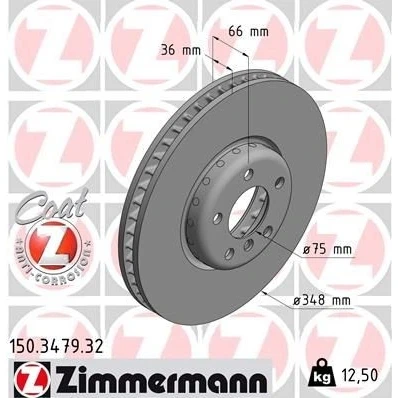 Kuva ZIMMERMANN FORMULA F COAT Z 150.3479.32 Jarrulevyt 348 36 6/5 5 120 tuuletettu sisältä, kaksiosainen jarrulevy pinnoitettu hiiliteräs BMW: Sedan