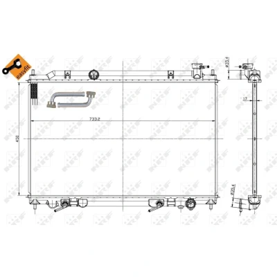 Kuva NRF EASY FIT 56089 Jäähdytin Alumiini 733 450 17 adapterilla Jäähdytysrivat juotetut