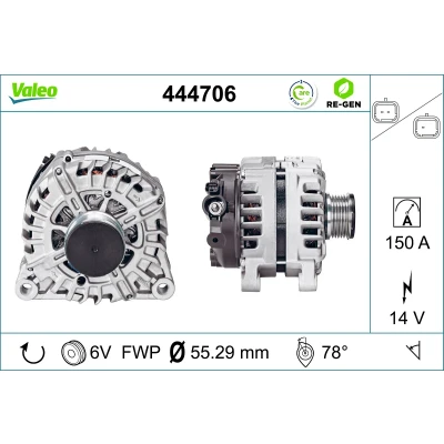 Kuva VALEO 444706 Laturi 14V 150A PEUGEOT: 5008 I, 508 I SW, 407 CITROËN: C4 II Hatchback, C5 III Farmari, Jumpy MPV