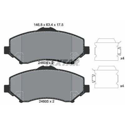 Kuva TEXTAR 2460402 Jarrupalat akustisella kulumavaroittimella DODGE: Nitro SUV, Journey MPV, FIAT: Freemont, CHRYSLER: GRAND 5OYAGER 5