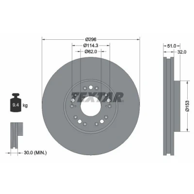 Kuva TEXTAR PRO 92237503 Jarrulevyt LEXUS: IS I Sedan, GS II, LS