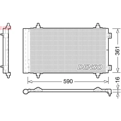 Kuva DENSO DCN21018 Ilmastoinnin Lauhdutin Vedenerottimella 590x361x16 R 134a 590 FIAT: Scudo II
