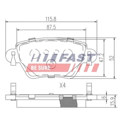 Kuva FAST FT29533 Jarrupalat Taka akseli Ilman kulumisenilmaisinta FORD: MONDEO 2, 2 Kombi, 1