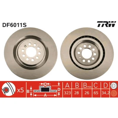 Kuva TRW DF6011S Jarrulevyt 323 28 5 100 Tuuletettu SEAT: Leon I Hatchback