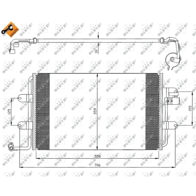 Kuva NRF EASY FIT 35300 Ilmastoinnin Lauhdutin Tiivisterenkaalla 13 13, 13,0 Alumiini 550 VOLKSWAGEN: New Beetle Hatchback