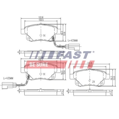 Kuva FAST FT29523 Jarrupalat Taka akseli kulumisanturilla FORD: Transit Mk6 Van, Bussi, Tourneo