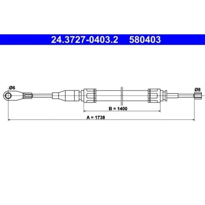 Kuva ATE 24.3727 0403.2 Käsijarruvaijeri 1738 MERCEDES BENZ: W123 Sedan