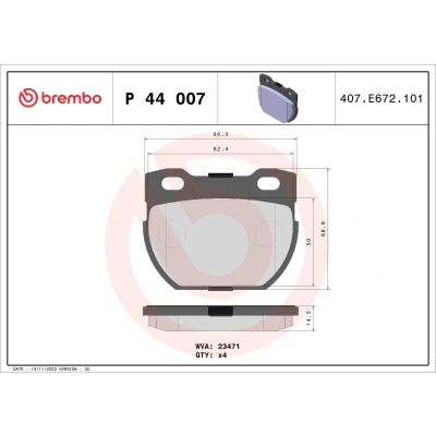 Kuva BREMBO P 44 007 Jarrupalat Ilman kulumisenilmaisinta tarvikkeita LAND ROVER: Defender SUV