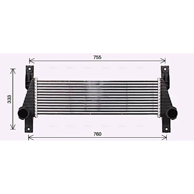 Kuva AVA COOLING SYSTEMS FD4655 Välijäähdytin ilman pikakiinnitystä Liitäntä vasemmalla, kulmassa FORD: Ranger Mk3 (TKE) 2.2 TDCi, TDCi 4x4 2011