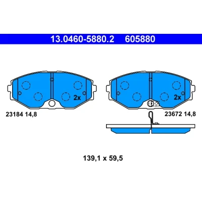 Kuva ATE 13.0460 5880.2 Jarrupalat akustisella kulumavaroittimella NISSAN: Maxima V QX Sedan