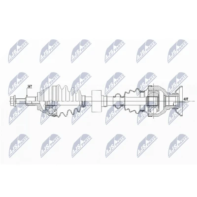 Kuva NTY NPW VW 157 Vetoakseli Etuakseli, oikea 597, 32 VOLKSWAGEN: Tiguan I