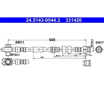 Kuva ATE 24.5143 0544.3 Jarruletku 540 M10x1 VOLKSWAGEN: Polo V Hatchback