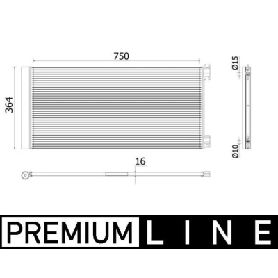 Kuva MAHLE ORIGINAL AC 945 000P Ilmastoinnin Lauhdutin Ilman tiivisteitä Vedenerottimella 10 15 750 OPEL: Vivaro B Combi