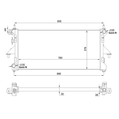 Kuva TYC 709 0028 R Jäähdytin 780 378 34 Käsivaihteisto Jäähdytysrivat mekaan. kiinnitetyt FIAT: Ducato III Flatbed Kuorma auto / Alusta, Van