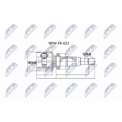 Kuva NTY NPW FR 022 Vetonivel HONDA: Accord 7 Tourer, Limousine, CR V 2, FORD: MONDEO 4 Turnier, S Max Mk1