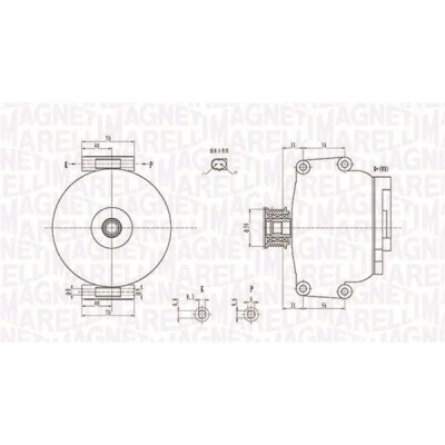 Kuva MAGNETI MARELLI 063731846010 Laturi 12V 200A MERCEDES BENZ: Sprinter 3.5 T Van, Bussi, Vito Bussi