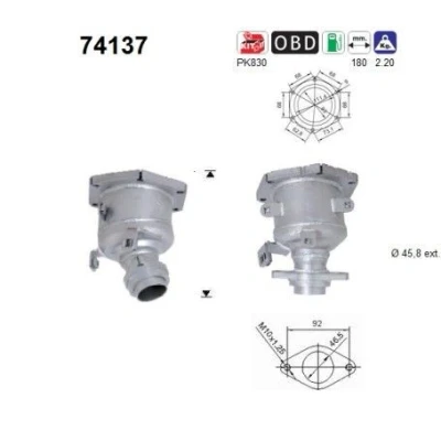 Kuva AS 74137 Katalysaattori Euro 4 (D4) 180mm NISSAN: MICRA 3