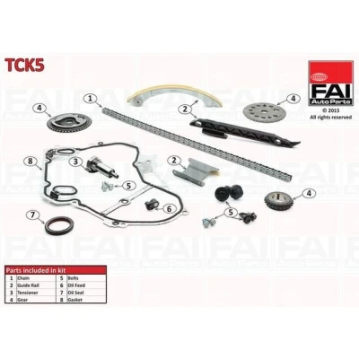 Kuva FAI AutoParts TCK5 Jakoketjusarja Tiivisteillä, Hammaspyörillä Yksinkertainen, Niittiketju OPEL: Vectra C Caravan, Sedan, CC