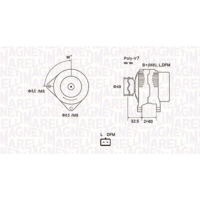 Kuva MAGNETI MARELLI 063731814010 Laturi 12V 125A RENAULT: MEGANE 3 Grandtour, 2 Kombi, GRAND SCENIC 2, NISSAN: Primera Sedan, Farmari