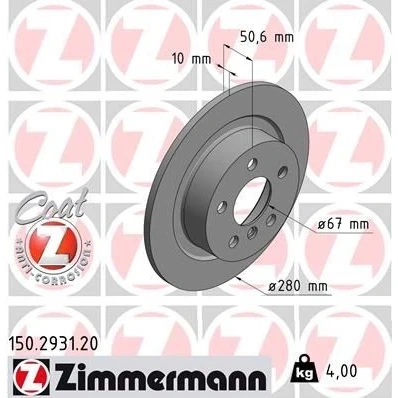 Kuva ZIMMERMANN COAT Z 150.2931.20 Jarrulevyt 280 10 6/5 5 112 täysi pinnoitettu hiiliteräs BMW: 2 Gran Tourer, Active X1, MINI: Hatchback