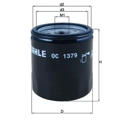 Kuva MAHLE ORIGINAL OC 1379 Öljynsuodatin yhdellä peruutuksenestoventtiilillä Ruuvattava suodatin