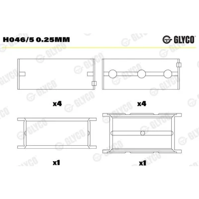 Kuva GLYCO H046/5 0.25mm Kampiakselin Laakeri VOLVO: 850 Sedan, V50, S40 II