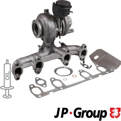 Kuva JP GROUP 1117406600 Turboahdin Pakokaasuahdin sis. tiivistesarjan VOLKSWAGEN: Caddy 3, Touran I, AUDI: A3 Sportback