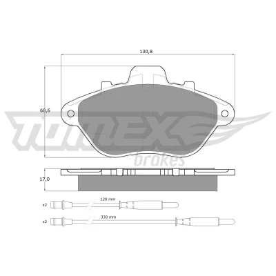 Kuva TOMEX brakes TX 13 45 Jarrupalat Etuakseli Sis. kulumisenilmaisimen Tarvikkeilla PEUGEOT: 605 Sedan