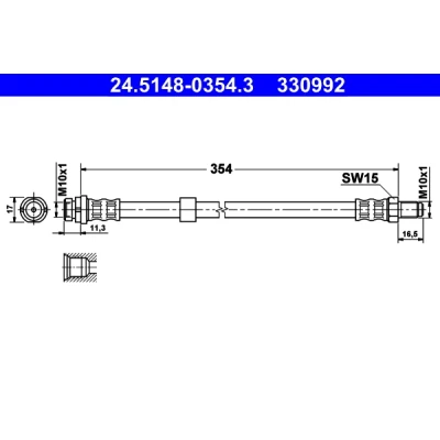 Kuva ATE 24.5148 0354.3 Jarruletku 354 M10x1 FORD: Transit Connect Mk1 Van