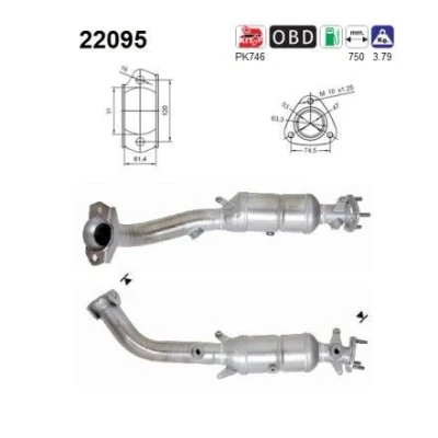 Kuva AS 22095 Katalysaattori 750mm HONDA: CR V 2