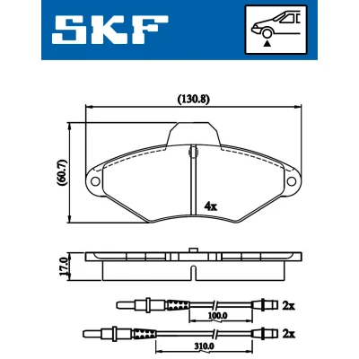 Kuva SKF VKBP 80601 E Jarrupalat Sis. kulumisenilmaisimen CITROËN: Xantia Farmari