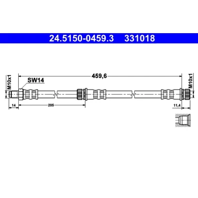 Kuva ATE 24.5150 0459.3 Jarruletku 459,6 M10x1 MITSUBISHI: COLT 6, SMART: Forfour I