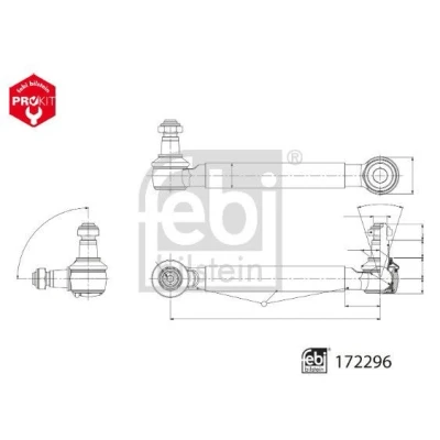 Kuva FEBI BILSTEIN 172296 Koiranluu Taka akseli, vasen 300 M20 x 1,5 mutterien kanssa mutterilla