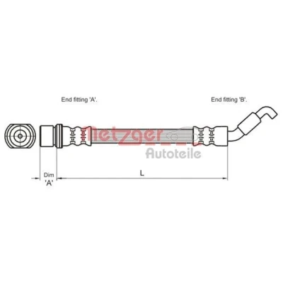 Kuva METZGER 4110027 Jarruletku 200 F10x1 TOYOTA: Corolla IX Hatchback, Station Wagon, Sedan