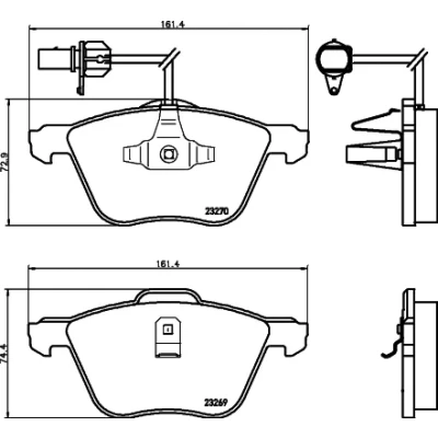 Kuva HELLA 8DB 355 008 921 Jarrupalat kulumisvaroitinkoskettimella VOLKSWAGEN: TRANSPORTER 4, 4 Bus, Sharan I, SEAT: Alhambra I