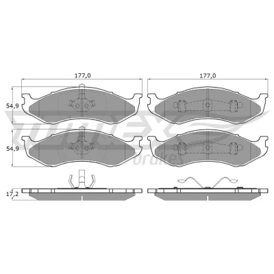Kuva TOMEX brakes TX 12 09 Jarrupalat Etuakseli Ei kulumisenilmaisimelle JEEP: Grand Cherokee I, II