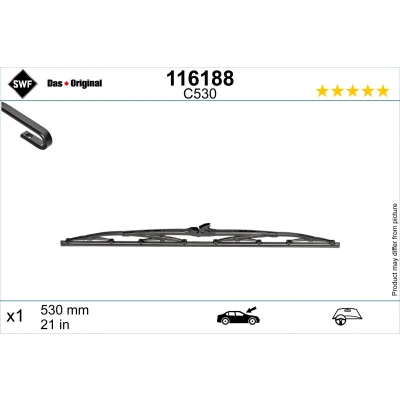 Kuva Pyyhkijänsulka Swf 116188 530mm Pyyhkijänsulka,perinteinen runko 21tuumaa VOLKSWAGEN: Golf 4 Variant, 4, Transporter VOLVO: V70 2, S60 I