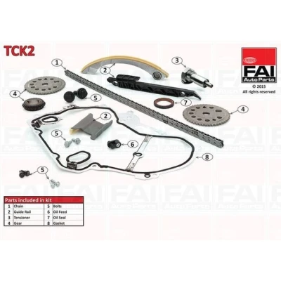 Kuva FAI AutoParts TCK2 Jakoketjusarja Tiivisteillä, Hammaspyörillä Yksinkertainen, Niittiketju OPEL: Vectra C CC, Astra G Cabriolet, Sedan