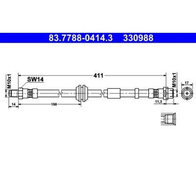 Kuva ATE 83.7788 0414.3 Jarruletku 411 M10x1 VOLVO: V50, S40 II
