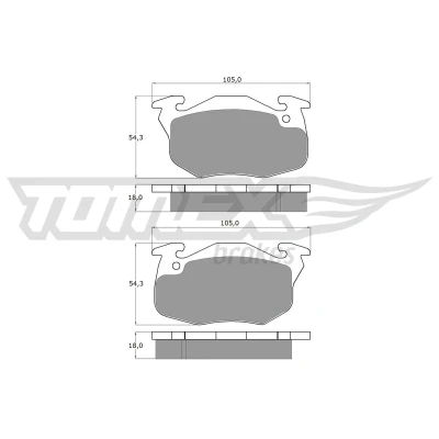 Kuva TOMEX brakes TX 10 35 Jarrupalat Etuakseli PEUGEOT: 205 II Hatchback, 106 I RENAULT: MEGANE 1, 1 Coach