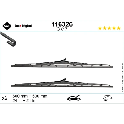 Kuva Pyyhkijänsulka Swf 116326 600, 600mm Edessä Pyyhkijänsulka,perinteinen runko OPEL: Meriva A, Zafira A