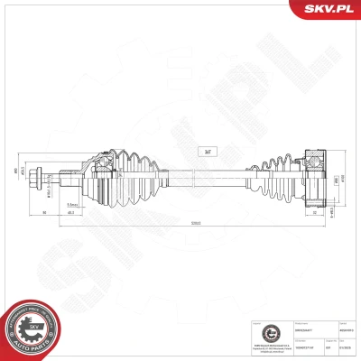 Kuva Vetoakseli, Etuakseli, vasen Esen skv 40SKV010 audi, seat, skoda, vw OE 1K0407271AT, 1K0407271CP, 1K0407271DR