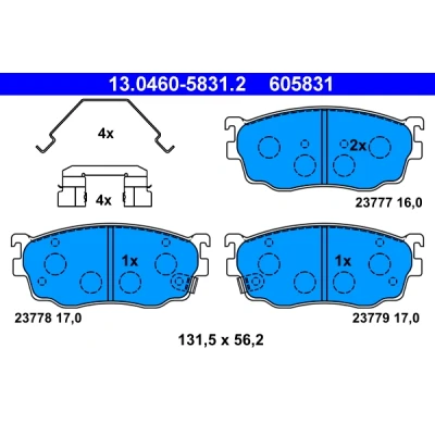 Kuva ATE 13.0460 5831.2 Jarrupalat akustisella kulumavaroittimella Tarvikkeilla MAZDA: 626 V Hatchback, Sedan, 323 F 6