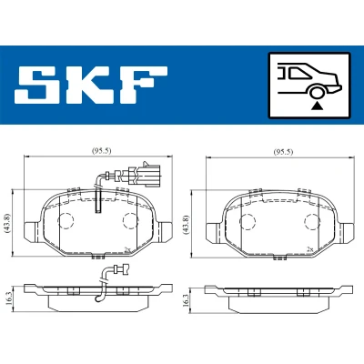 Kuva SKF VKBP 90398 E Jarrupalat Sis. kulumisenilmaisimen