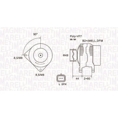 Kuva MAGNETI MARELLI 063731877010 Laturi 14V 150A RENAULT: LAGUNA 2 Grandtour, MASTER Pritsche/Fahrgestell, TRAFIC Bus